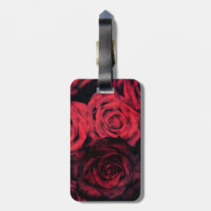 Red and black polka dot roses luggage tag