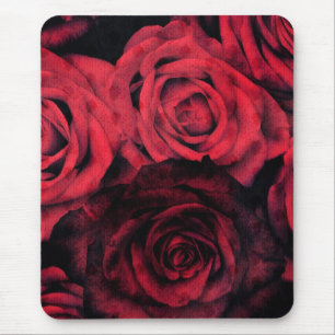 Red and black polka dot roses mouse pad