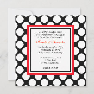 Red and Black Polka Dot Wedding Invitation
