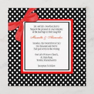 Red and Black Polka Dot Wedding Invitation