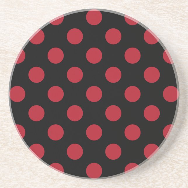 Red and black polka dots coaster (Front)