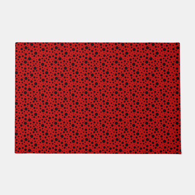 Red and black polka dots funny ladybug doormat (Front)