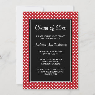 Red and Black Polka Dots Graduation Announcement