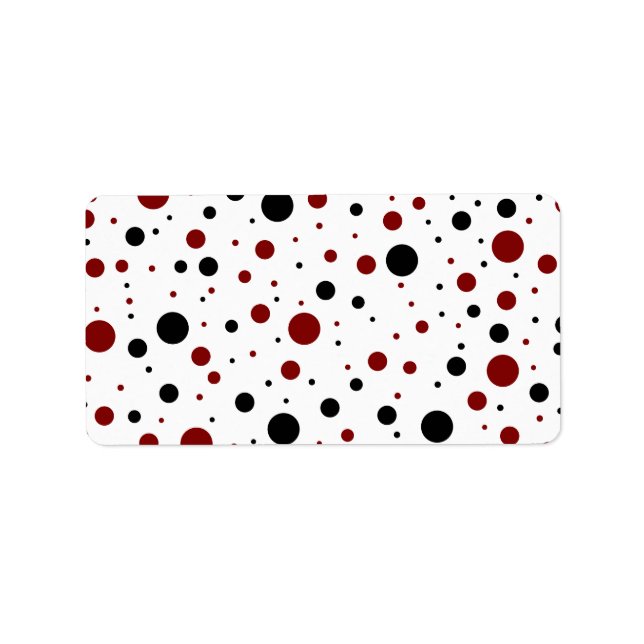 red and black polka dots label (Front)
