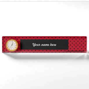 Red and Black Polka Dots Nameplate