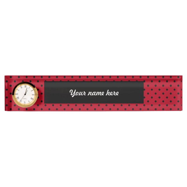 Red and Black Polka Dots Nameplate (Front)