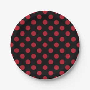 Red and black polka dots paper plate