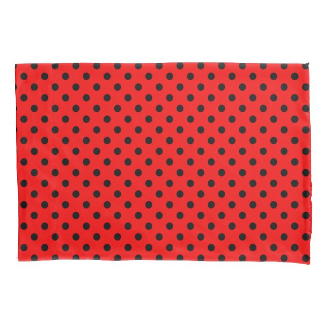 Red and Black Polka Dots Pillowcase (Front)
