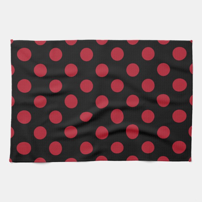 Red and black polka dots tea towel (Horizontal)