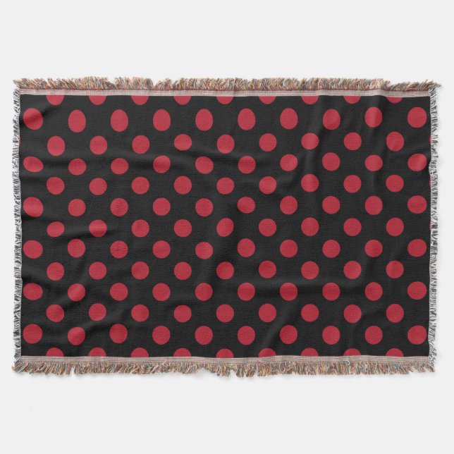 Red and black polka dots throw blanket (Front)