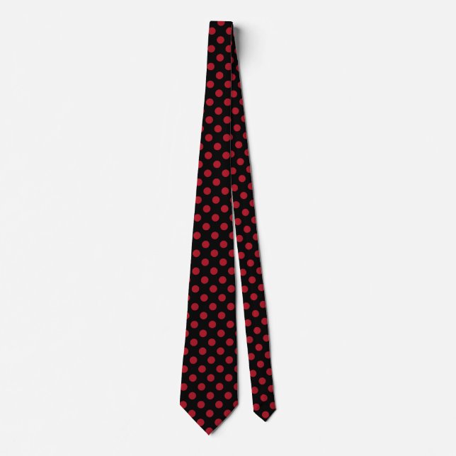 Red and black polka dots tie (Front)