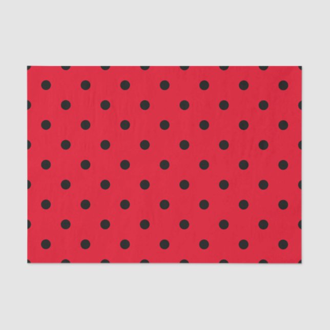 Red and Black Polka Dots Tissue Paper (Front)