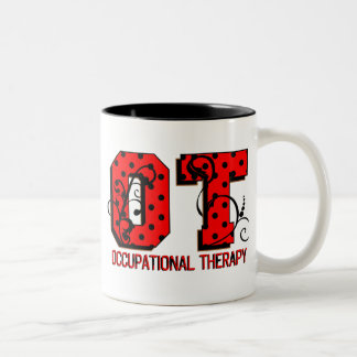 Red and Black Polka Dots Two-Tone Coffee Mug