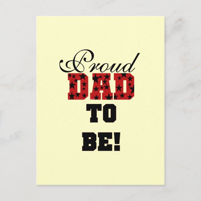 Red and Black Proud Dad to Be tshirts and Gifts Postcard (Front)