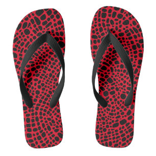 Red And Black Psychedelic Oragnic Skin Pattern Thongs