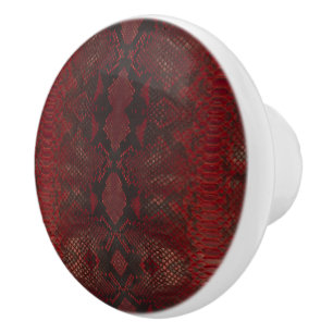 Red and Black Python Print Ceramic Knob