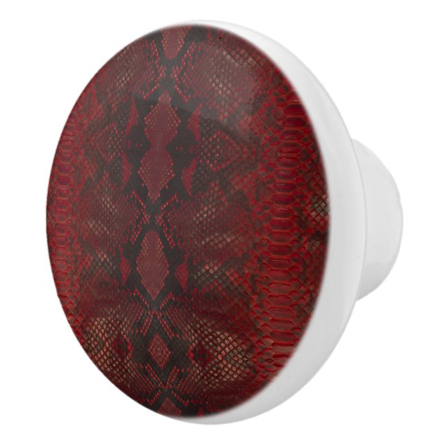 Red and Black Python Print Ceramic Knob (Right)