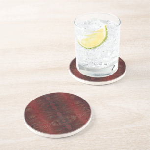 Red and Black Python Print Coaster