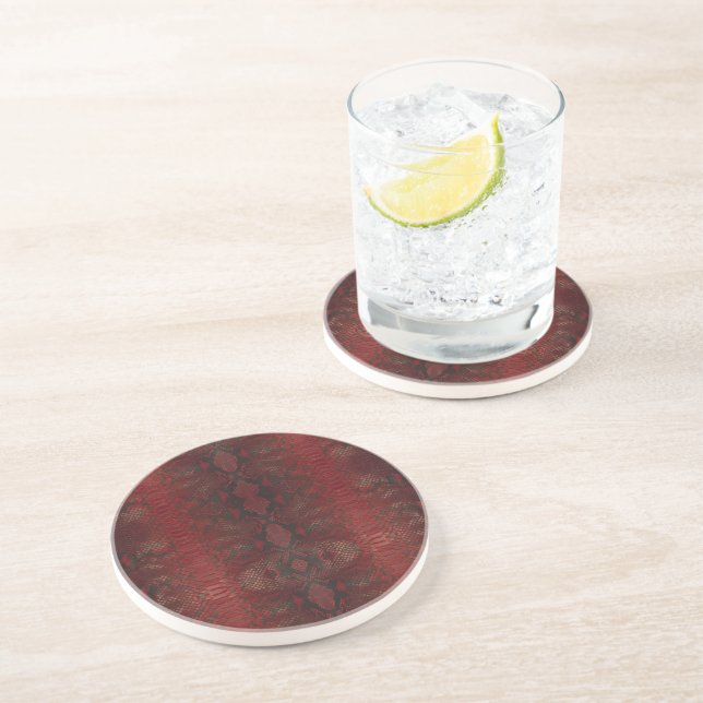 Red and Black Python Print Coaster (Side)