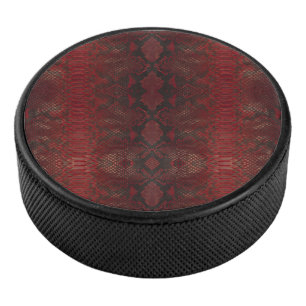 Red and Black Python Print Hockey Puck