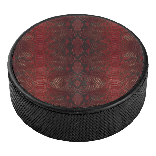 Red and Black Python Print Hockey Puck (3/4)