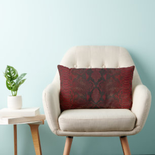 Red and Black Python Print Lumbar Cushion