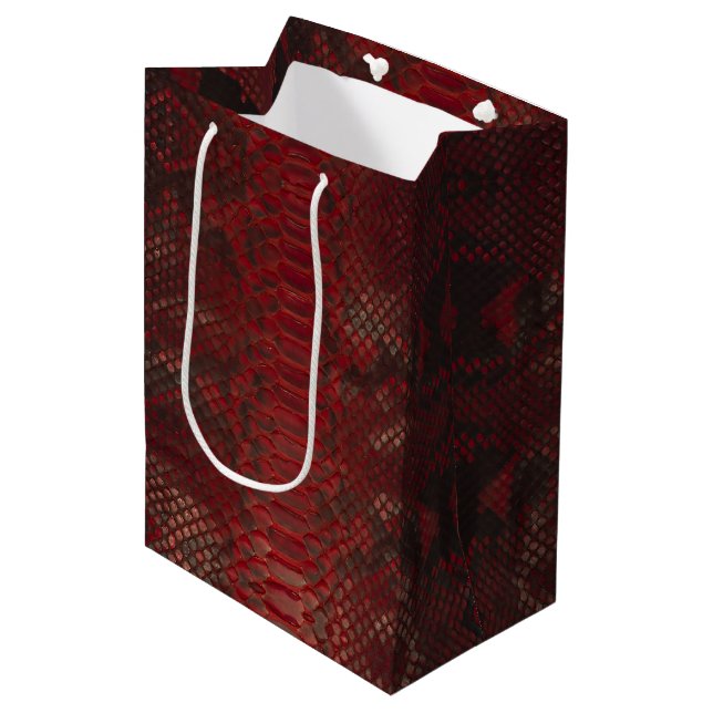 Red and Black Python Print Medium Gift Bag (Front Angled)