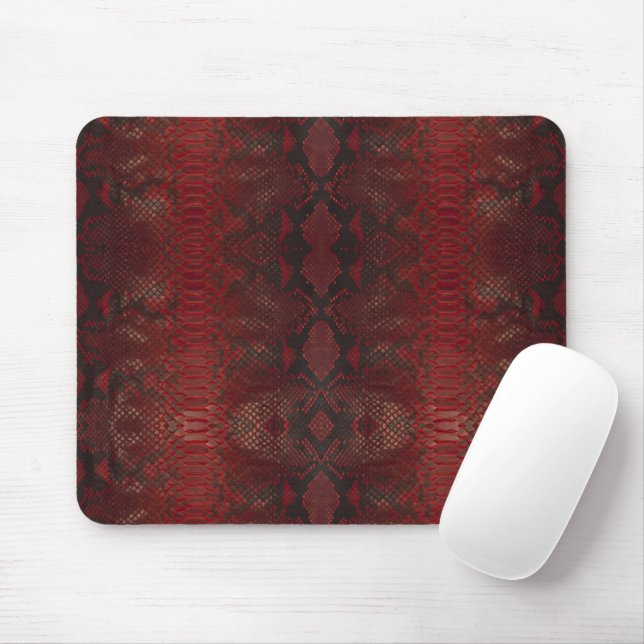 Red and Black Python Print Mouse Pad (With Mouse)