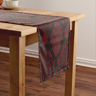 Red and Black Python Print Short Table Runner