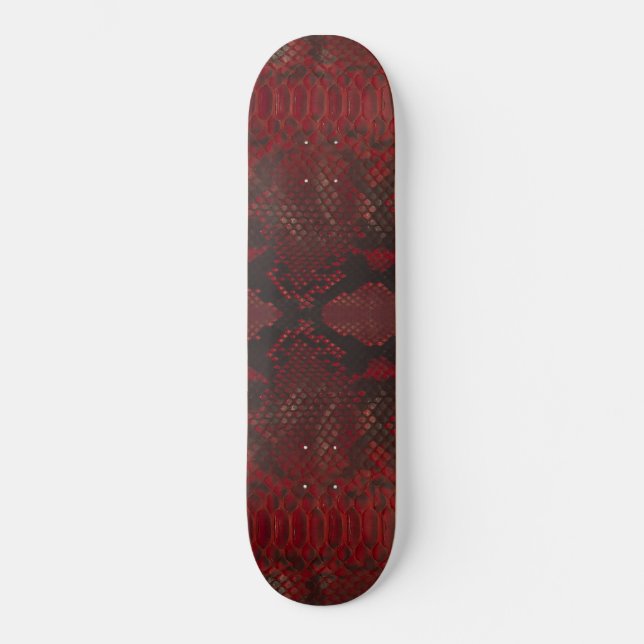 Red and Black Python Print Skateboard (Front)