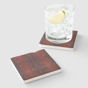 Red and Black Python Print Stone Coaster