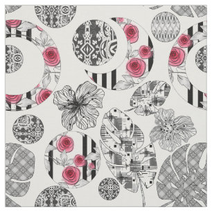 Red and Black, Quilting ,Patchwork, Rustic, Modern Fabric