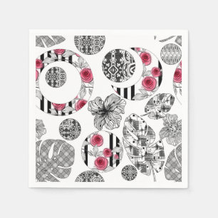 Red and Black, Quilting ,Patchwork, Rustic, Modern Napkin