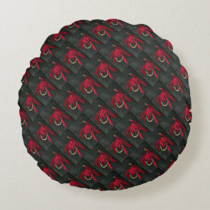 Red and black Red Ibis classic wet trout fly Round Cushion
