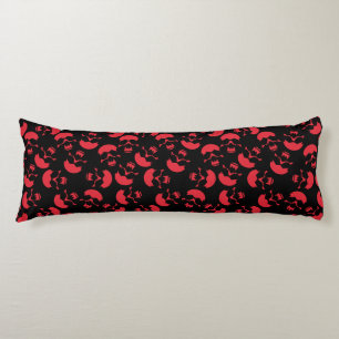 Red and Black Repeating Motif Skull Pattern Body Cushion