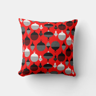 Red And Black Retro Christmas Decorative Ball Cushion