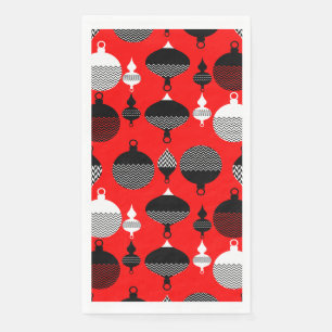 Red And Black Retro Christmas Decorative Ball Napkin
