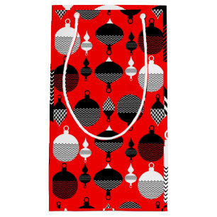 Red And Black Retro Christmas Decorative Ball Small Gift Bag