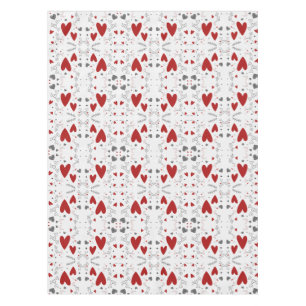Red and Black Retro Hand Drawn Hearts Love  Tablecloth
