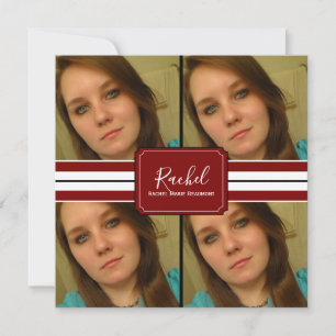 Red and Black Ribbon Photo Graduation Invitation