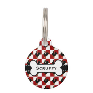 Red and Black Rooster Chicken Pattern Pet Tag