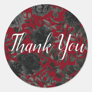 Red and Black Rose Gothic Favour Sticker Labels