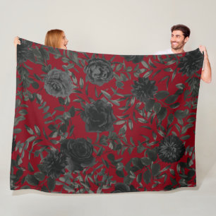 Red and Black Rose Gothic Wedding Blanket