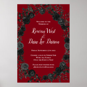 Red and Black Rose Gothic Wedding Ceremony Sign