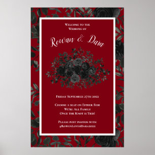 Red and Black Rose Gothic Wedding Ceremony Sign