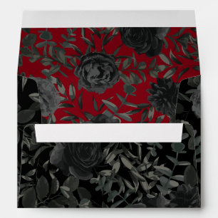 Red and Black Rose Gothic Wedding Envelopes
