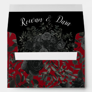 Red and Black Rose Gothic Wedding Envelopes