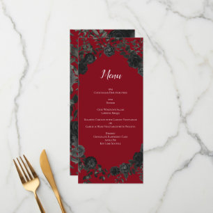 Red and Black Rose Gothic Wedding Menu