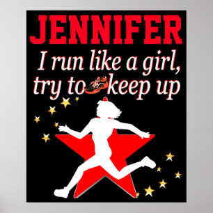 RED AND BLACK RUN LIKE A GIRL PERSONALIZED POSTER
