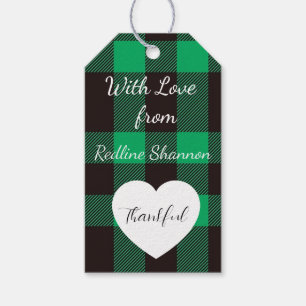 Red and black rustic Buffalo plaid  Gift Tags